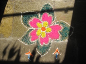 One of the lovely rangolis we made at Kaitlyn's house!